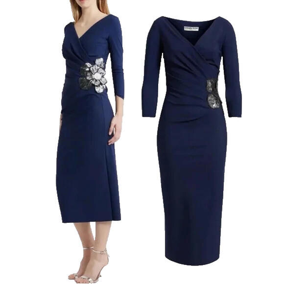 New Chiara Boni La Petite Onori Sequined Floral Cocktail Dress Sz 42 #MD1535